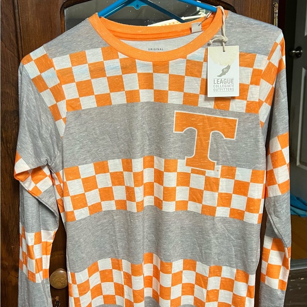 Tennessee League Collegiate Outfitters Orange & Gray Checkered Long Sleeve Shirt